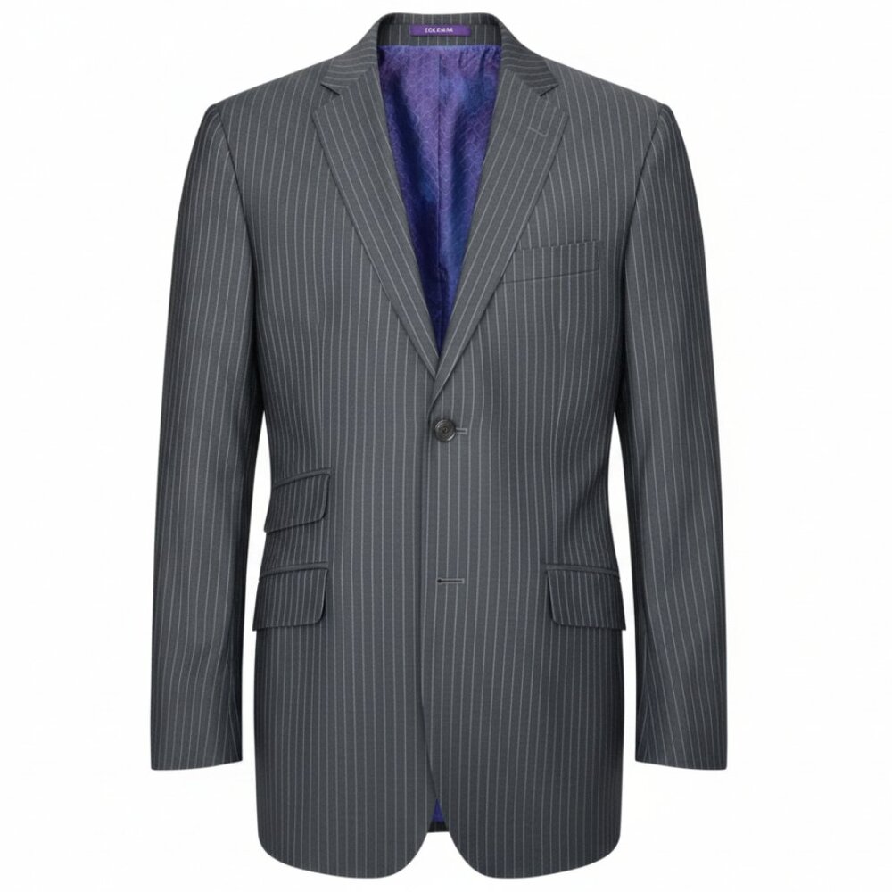 Ted Baker Blazer Grey Pinstriped Wool Single Breasted Size 40R